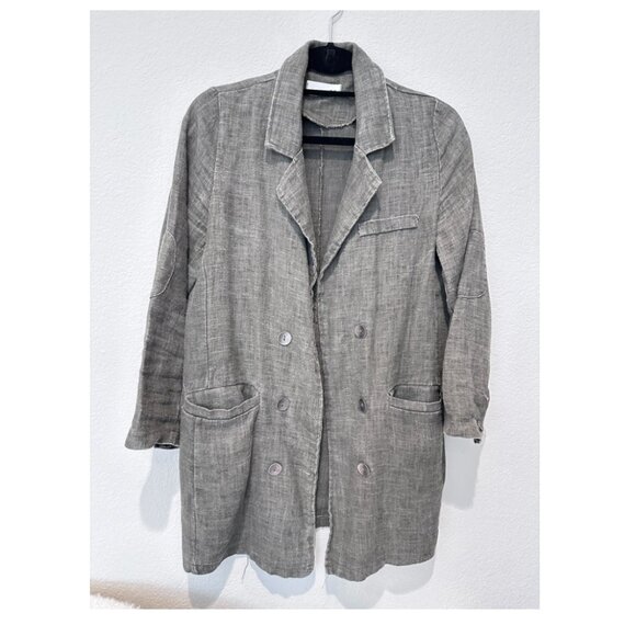 Grey Linen Trench Blazer - Picture 3 of 7